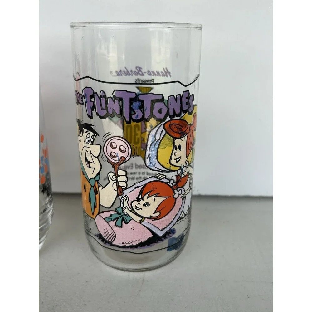 Vintage Flintstone Kids Glasses Lot 1986 Pizza Hut Wilma 1991 Hardee’s